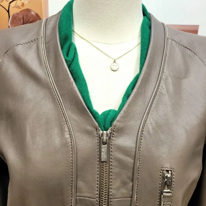 [BUNJANG] It MICHAA Collarless Zip Leather Jacket / 잇미샤 노카라 집업 가죽 자켓