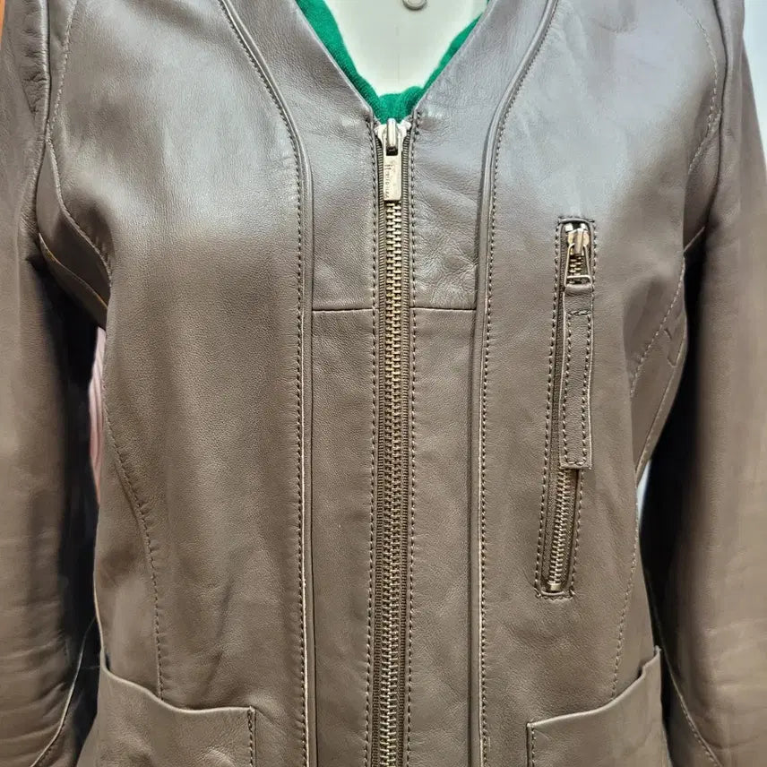 [BUNJANG] It MICHAA Collarless Zip Leather Jacket / 잇미샤 노카라 집업 가죽 자켓