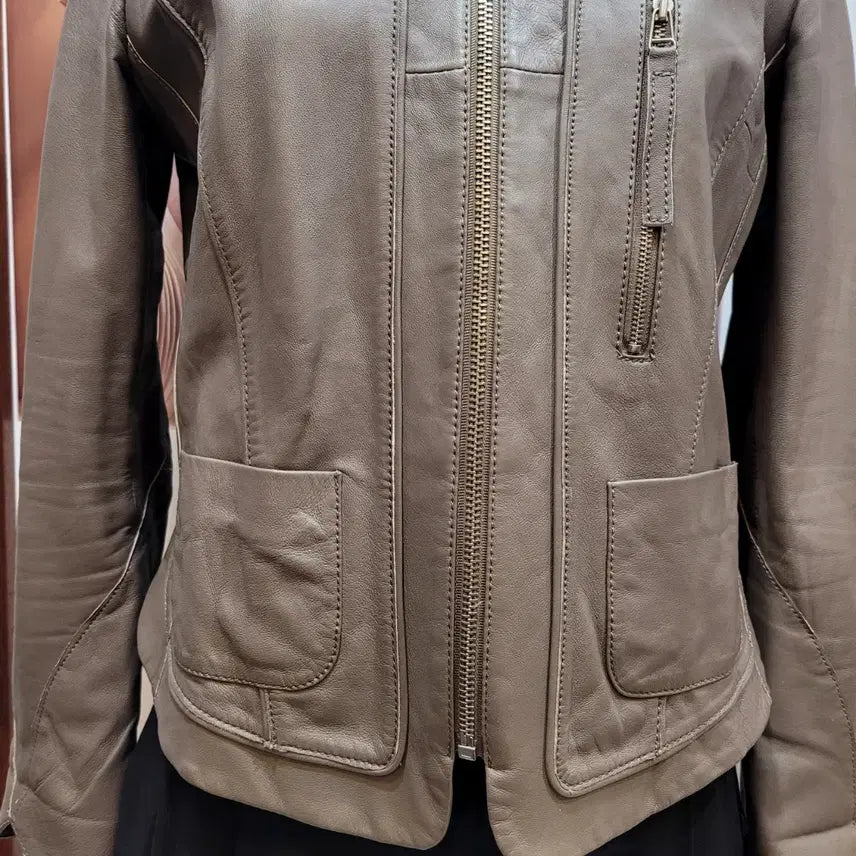 [BUNJANG] It MICHAA Collarless Zip Leather Jacket / 잇미샤 노카라 집업 가죽 자켓