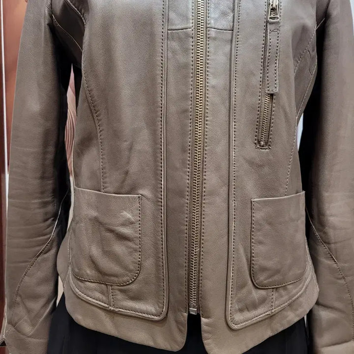 [BUNJANG] It MICHAA Collarless Zip Leather Jacket / 잇미샤 노카라 집업 가죽 자켓