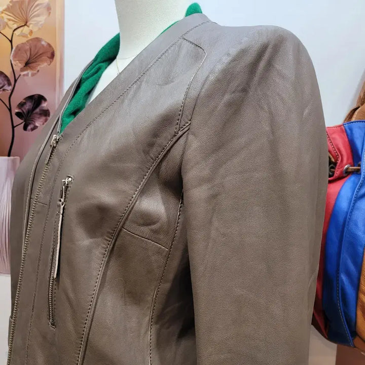 [BUNJANG] It MICHAA Collarless Zip Leather Jacket / 잇미샤 노카라 집업 가죽 자켓