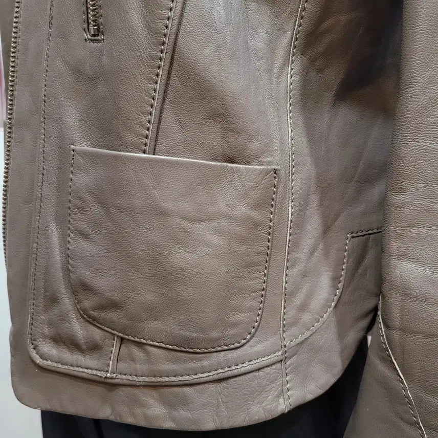 [BUNJANG] It MICHAA Collarless Zip Leather Jacket / 잇미샤 노카라 집업 가죽 자켓