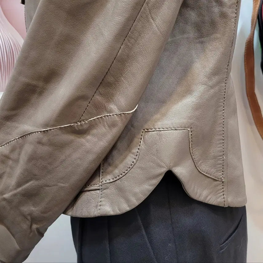 [BUNJANG] It MICHAA Collarless Zip Leather Jacket / 잇미샤 노카라 집업 가죽 자켓