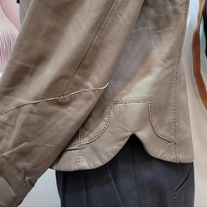 [BUNJANG] It MICHAA Collarless Zip Leather Jacket / 잇미샤 노카라 집업 가죽 자켓