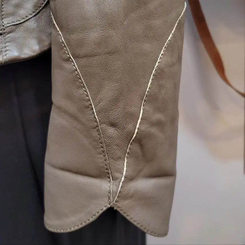 [BUNJANG] It MICHAA Collarless Zip Leather Jacket / 잇미샤 노카라 집업 가죽 자켓