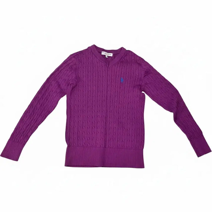 [BUNJANG] U.S. Polo Assn. Cable Knit Sweater Purple S (90) / U.S. 폴로 케이블 니트 S (90) 보라색