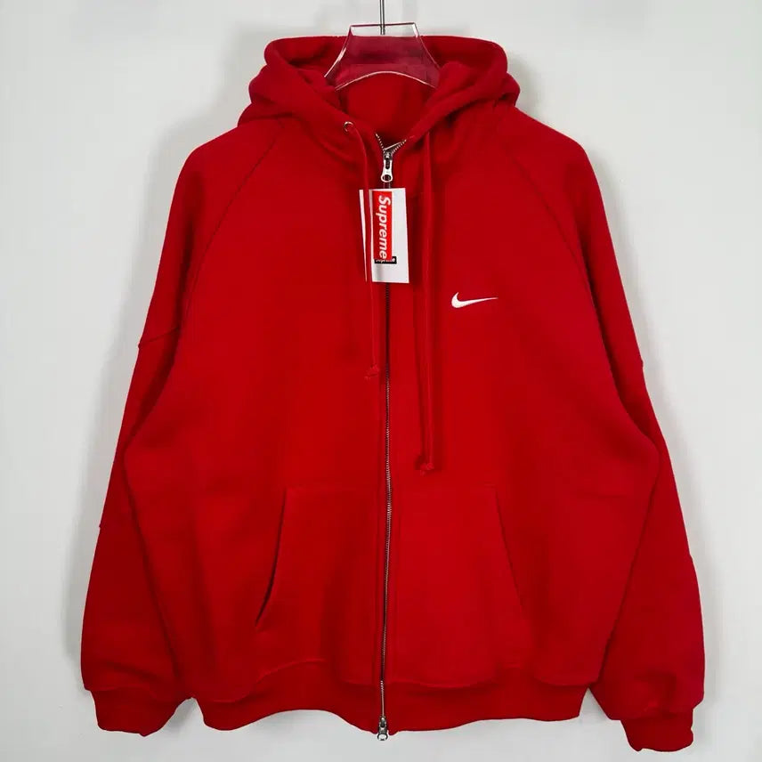 [BUNJANG] Supreme Nike Big Logo Air Max Red Hoodie / 슈프림 나이키 빅로고 자수로고 에어맥스 레드 색상 후드 집업 후드티 봄