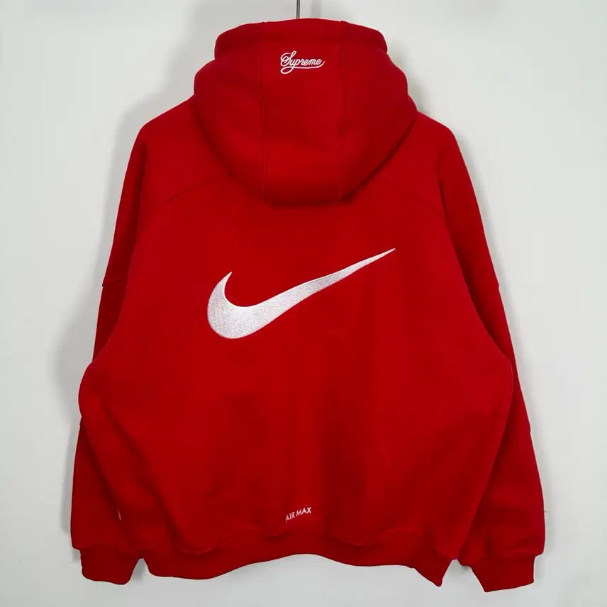 [BUNJANG] Supreme Nike Big Logo Air Max Red Hoodie / 슈프림 나이키 빅로고 자수로고 에어맥스 레드 색상 후드 집업 후드티 봄