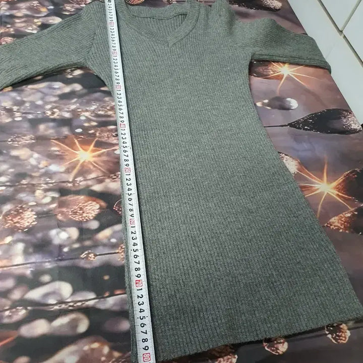 [SOLD OUT] 회색 V넥 골지  A급   A라인 니트 원피스  S  택배비포함가