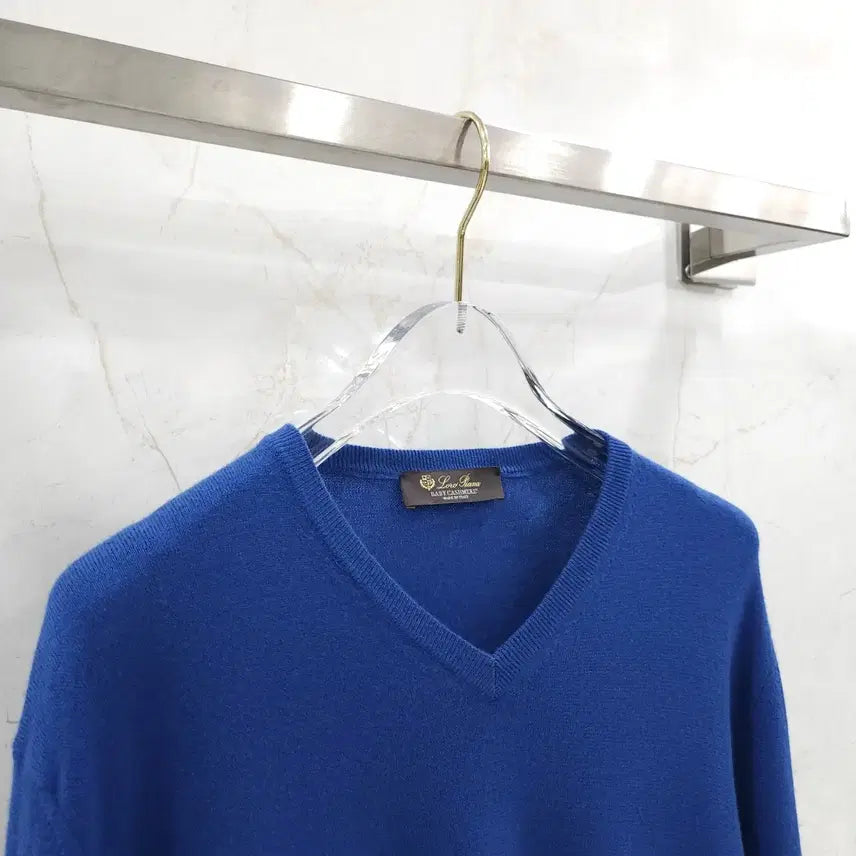[BUNJANG] Loro Piana Cashmere Blue V-Neck Knit Sweater / 52 / 로로피아나 캐시미어 블루 브이넥 니트