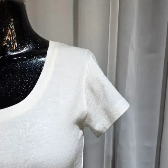 [BUNJANG] Basic Slim Round Neck Short Sleeve T-shirt / 허리라인 슬림 라운드 반팔