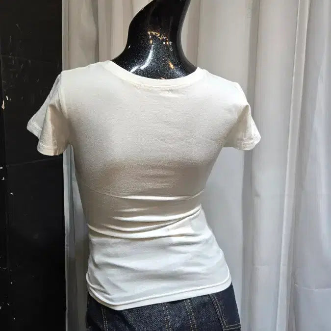 [BUNJANG] Basic Slim Round Neck Short Sleeve T-shirt / 허리라인 슬림 라운드 반팔