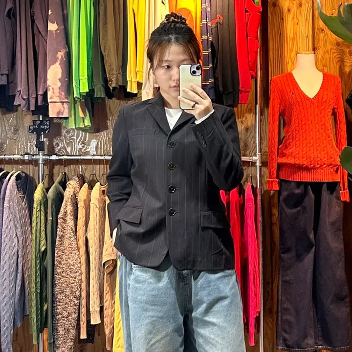 [BUNJANG] Polo Ralph Lauren Pinstripe Button Tailored Blazer / S 폴로랄프로렌 핀스트라이프 버튼 테일러드 블레이저