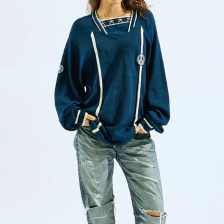 [BUNJANG] Poggy x Paris Saint-Germain Indigo Knit Sweater (M) / (M) Poggy x 파리생제르망 인디고 니트