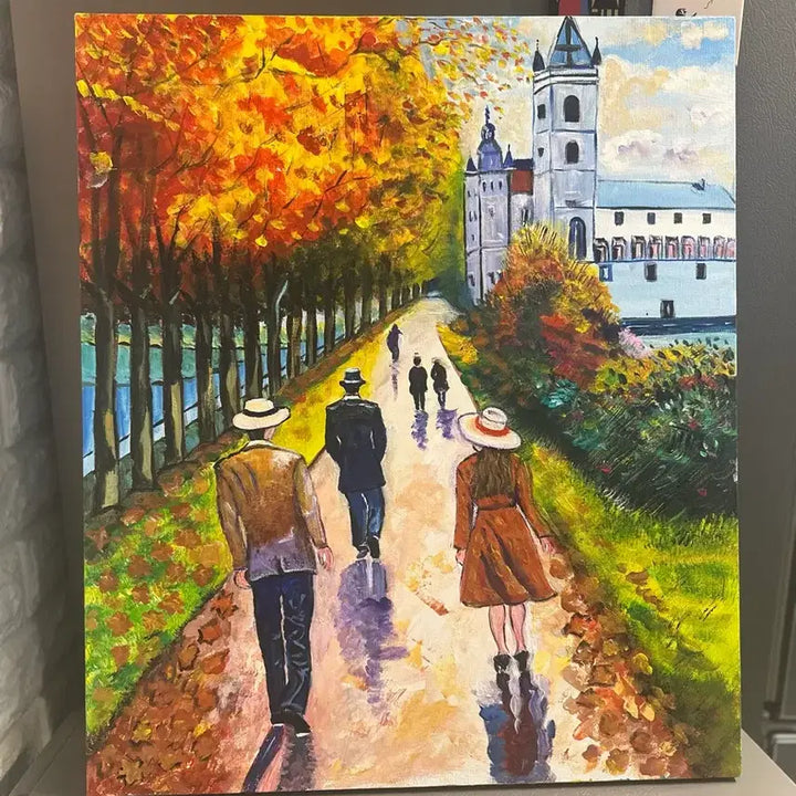 [BUNJANG] Acrylic Painting "People Passing by Garosu-gil" Canvas / 가로수길을. 지나가는사람들(아크릴화캔버스)