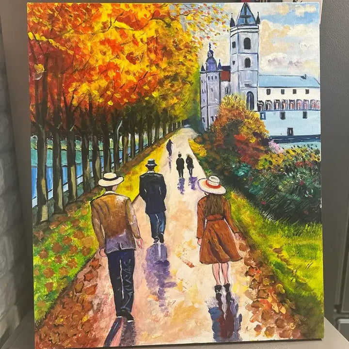 [BUNJANG] Acrylic Painting "People Passing by Garosu-gil" Canvas / 가로수길을. 지나가는사람들(아크릴화캔버스)