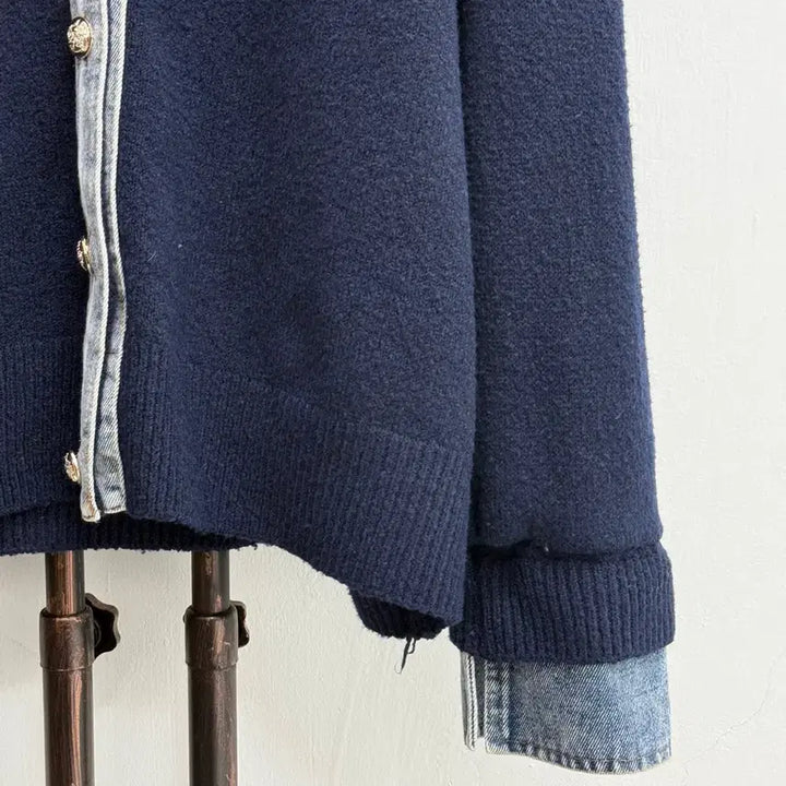 [SOLD OUT] 데님 셔츠 레이어드 네이비 가디건