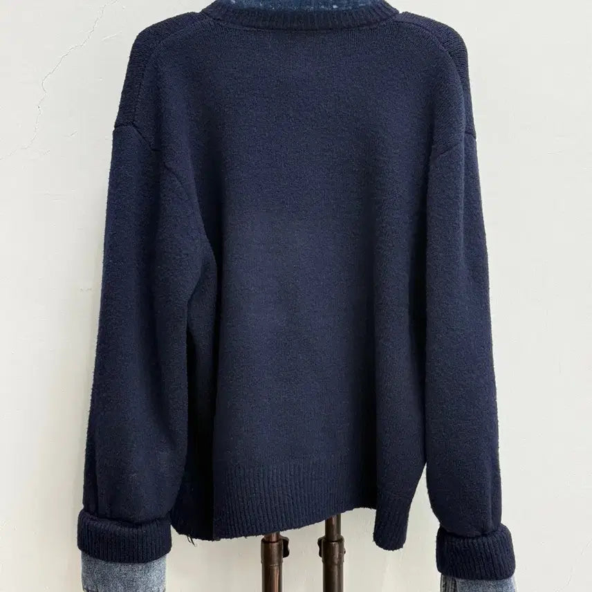 [SOLD OUT] 데님 셔츠 레이어드 네이비 가디건