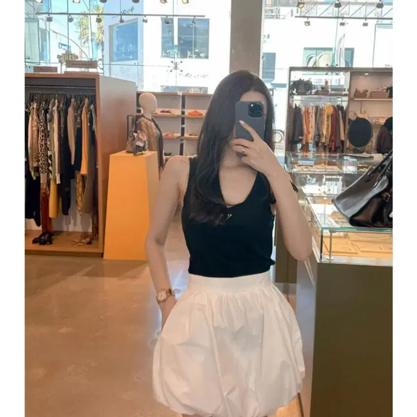 [BUNJANG] The Lauren Cotton Bubble Skirt White M / 더로랑 코튼 버블 스커트 화이트 m