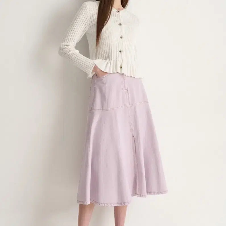 [SOLD OUT] 2025 마인 플레어 데님 스커트 한섬