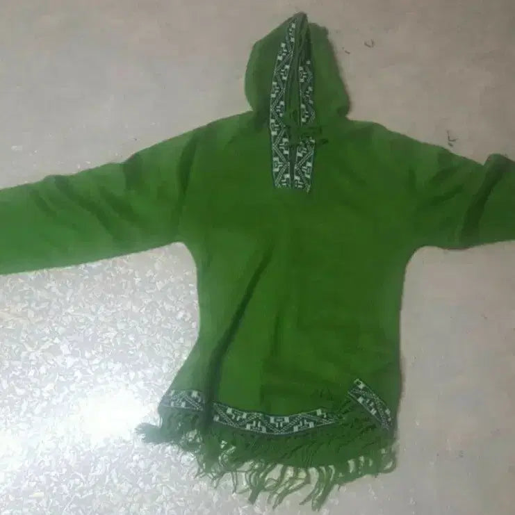 [BUNJANG] Inca Peru Green Traditional Costume Hoodie / 잉카 페루 녹색 전통 복장 후디 후드