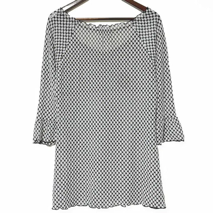 [BUNJANG] Vintage Satin Ribbon Frill A-Line Check Mini Dress / 일본빈티지 새틴리본 프릴A라인 체크미니원피스 블랙 모리걸하구미룩갸루y2k