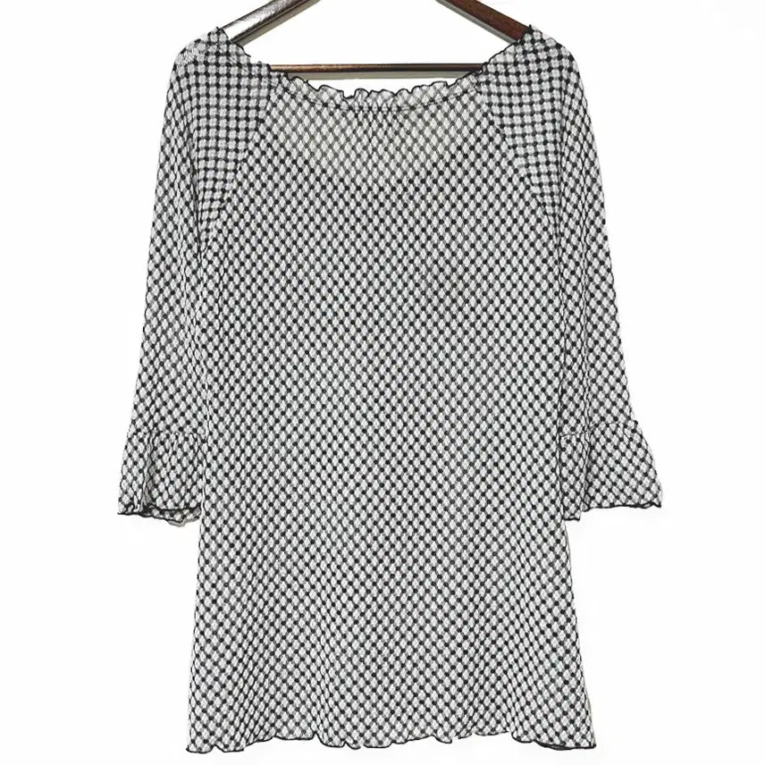 [BUNJANG] Vintage Satin Ribbon Frill A-Line Check Mini Dress / 일본빈티지 새틴리본 프릴A라인 체크미니원피스 블랙 모리걸하구미룩갸루y2k