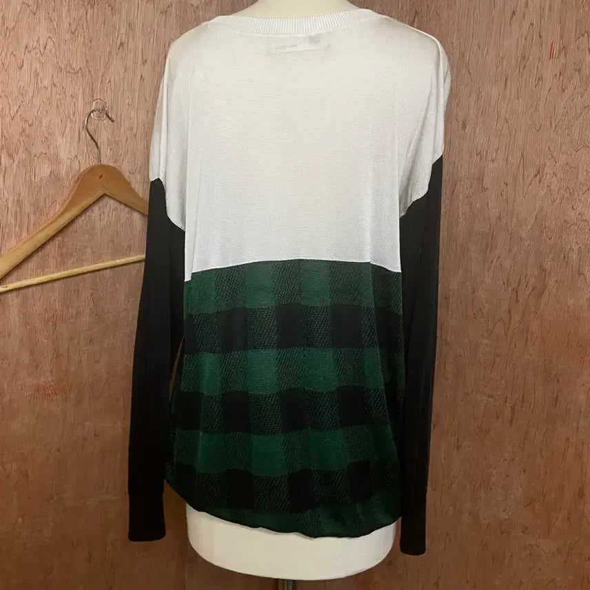 [BUNJANG] Toga Pulla Check Panel Asymmetric Knit Top / 토가 풀라 체크 판넬 니트 탑