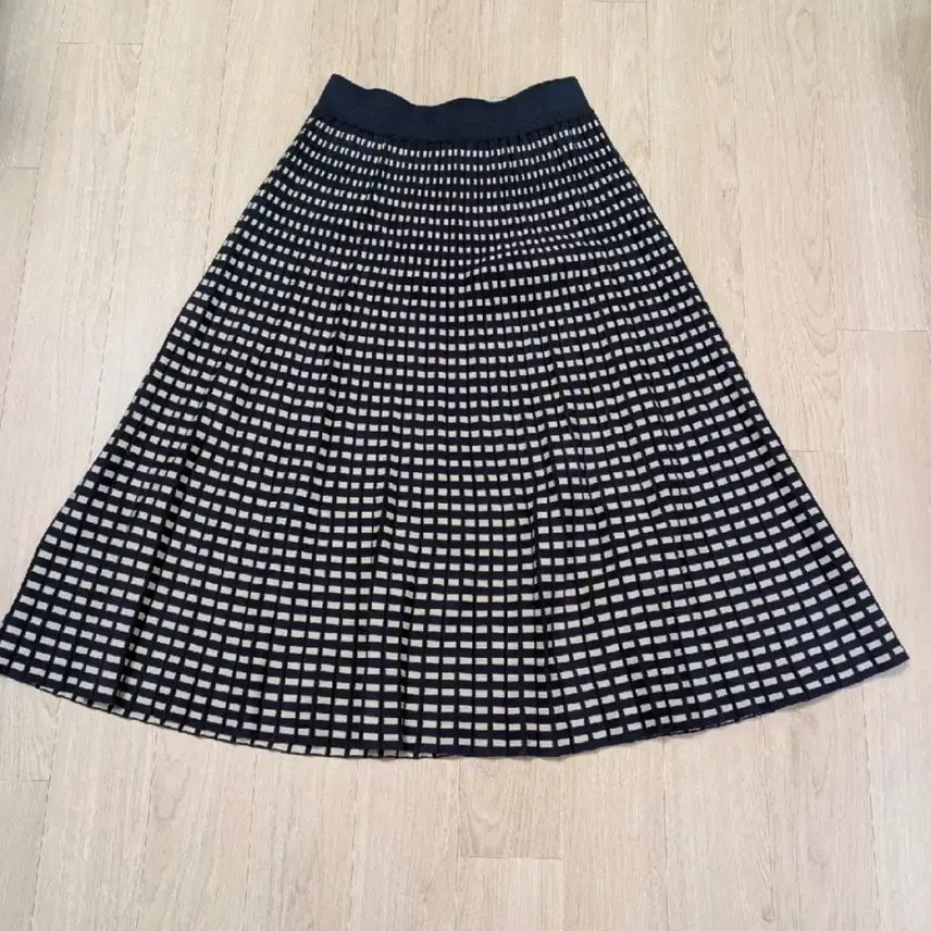 [BUNJANG] Knit Check Pattern Skirt (Size 55-66) / 니트 체크패턴 스커트(55-66)