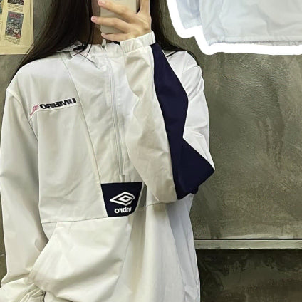 [BUNJANG] Umbro Half-Zip Anorak Windbreaker White (Size 110 XXL) / 엄브로 반집업 하프집업 아노락 바람막이 화이트 사이즈 110 XXL