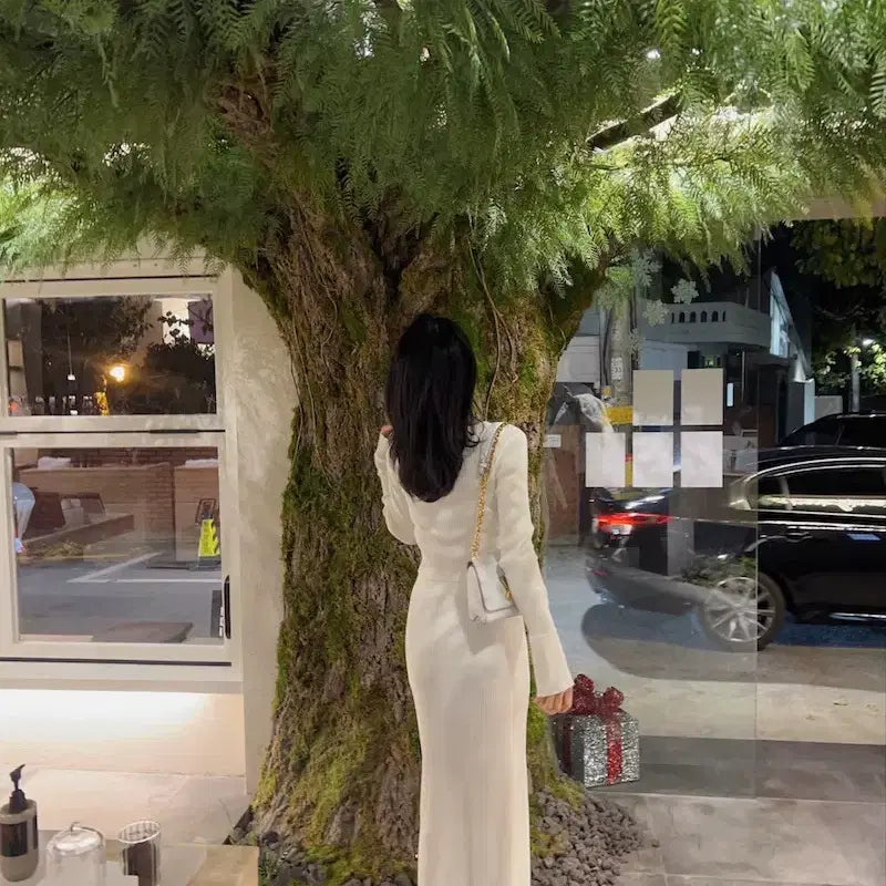 [BUNJANG] Signature Line Knit Ribbed Skirt Set / [새상품/시그니처라인/수입의류투피스]딥라인 골지 니트 스커트 세트