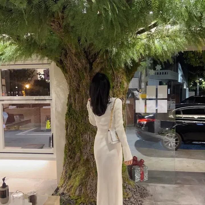 [BUNJANG] Signature Line Knit Ribbed Skirt Set / [새상품/시그니처라인/수입의류투피스]딥라인 골지 니트 스커트 세트