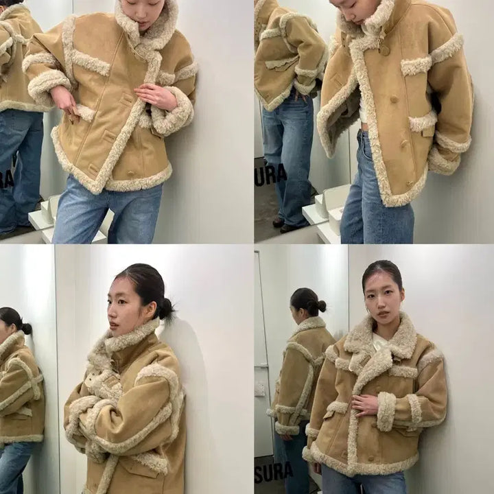 [BUNJANG] Asura Mouton Beige Mustang / 아수라 울 라인 무스탕 베이지