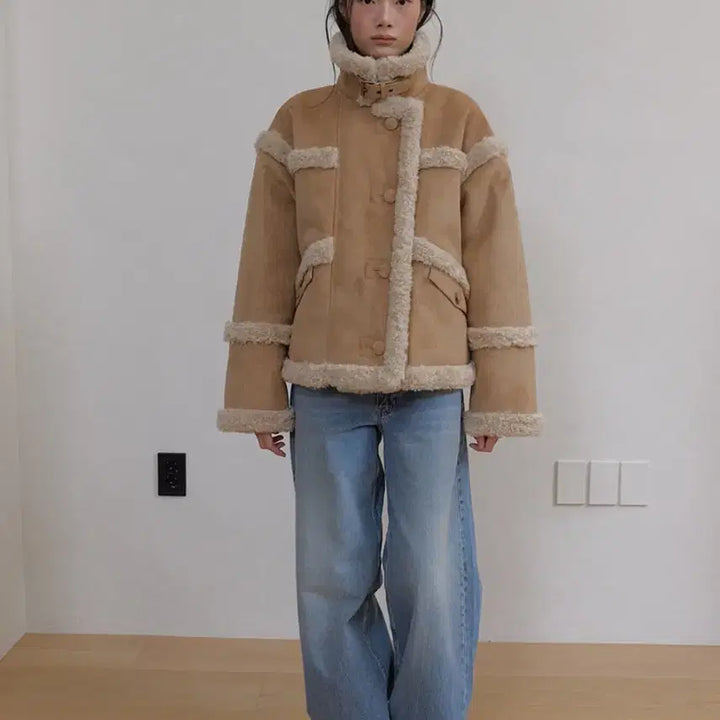 [BUNJANG] Asura Mouton Beige Mustang / 아수라 울 라인 무스탕 베이지