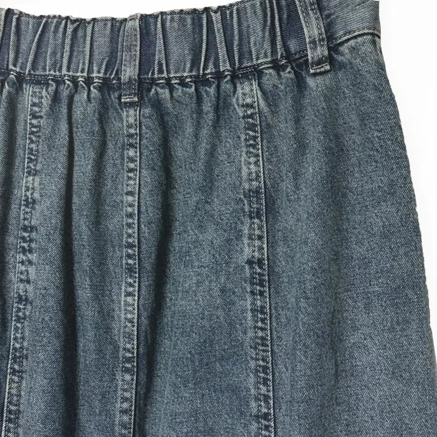 [BUNJANG] Vintage Washed Denim Long Skirt / 일본빈티지 워싱절개라인 뒷밴드 데님청롱스커트치마 모리걸하구미룩갸루y2k