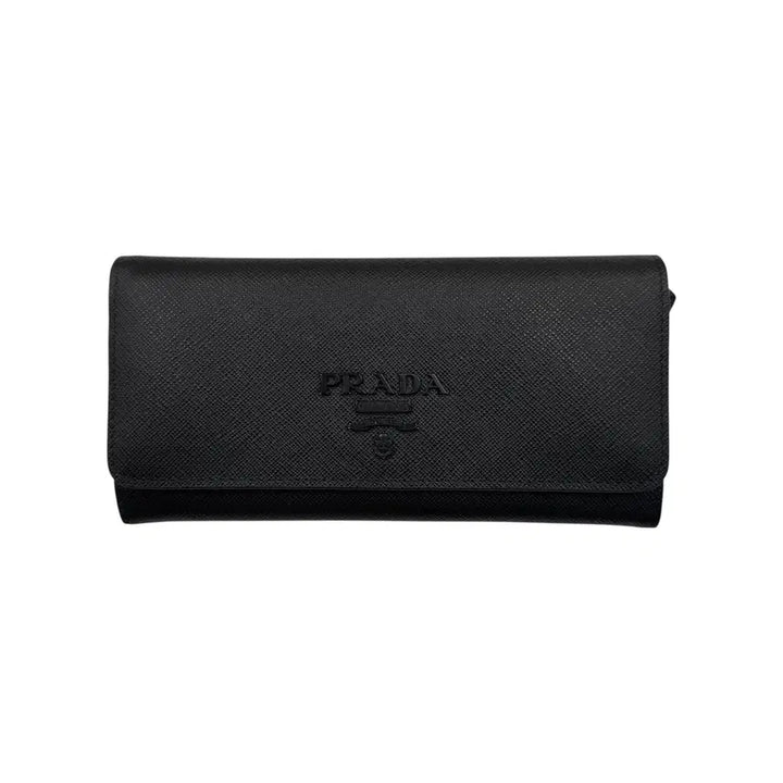 [BUNJANG] Prada Saffiano Monochrom Long Wallet / 프라다 사피아노 모노크롬 장지갑 올 블랙 1MH132