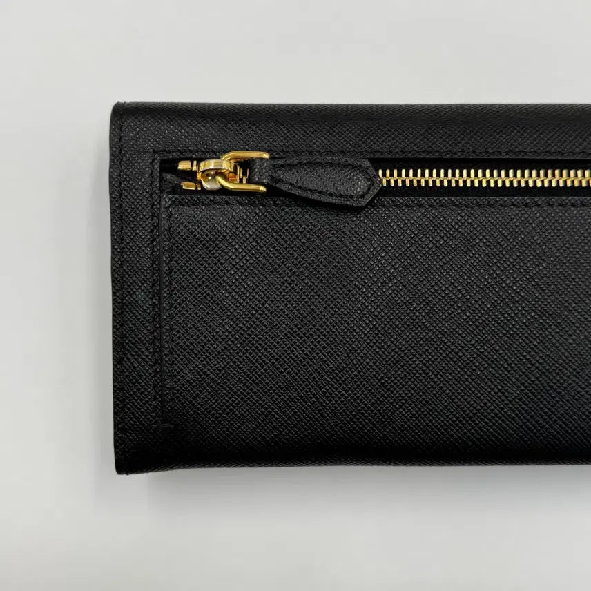 [BUNJANG] Prada Saffiano Monochrom Long Wallet / 프라다 사피아노 모노크롬 장지갑 올 블랙 1MH132