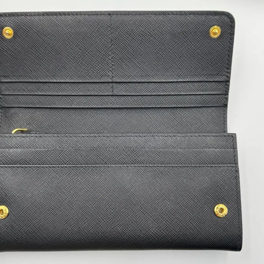 [BUNJANG] Prada Saffiano Monochrom Long Wallet / 프라다 사피아노 모노크롬 장지갑 올 블랙 1MH132