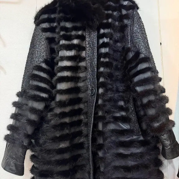 [BUNJANG] Vintage Mink Leather Jacket / 빈티지 ) 희귀템 밍크 콤비 가죽 자켓