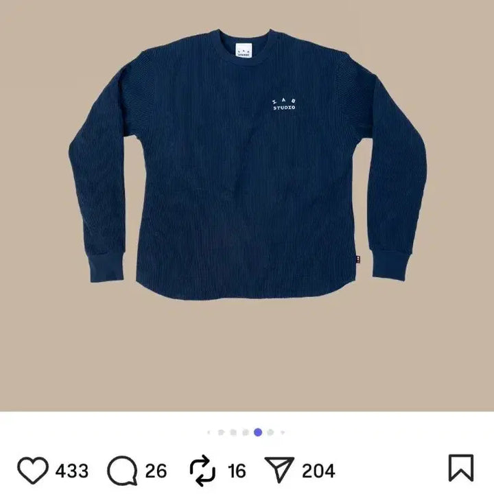 [BUNJANG] IAB Studio Waffle Long Sleeve Shirt / 아이앱스튜디오 와플 롱슬리브