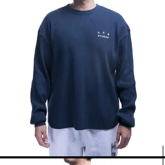 [BUNJANG] IAB Studio Waffle Long Sleeve Navy M / 아이앱 와플 롱슬리브 네이비 M