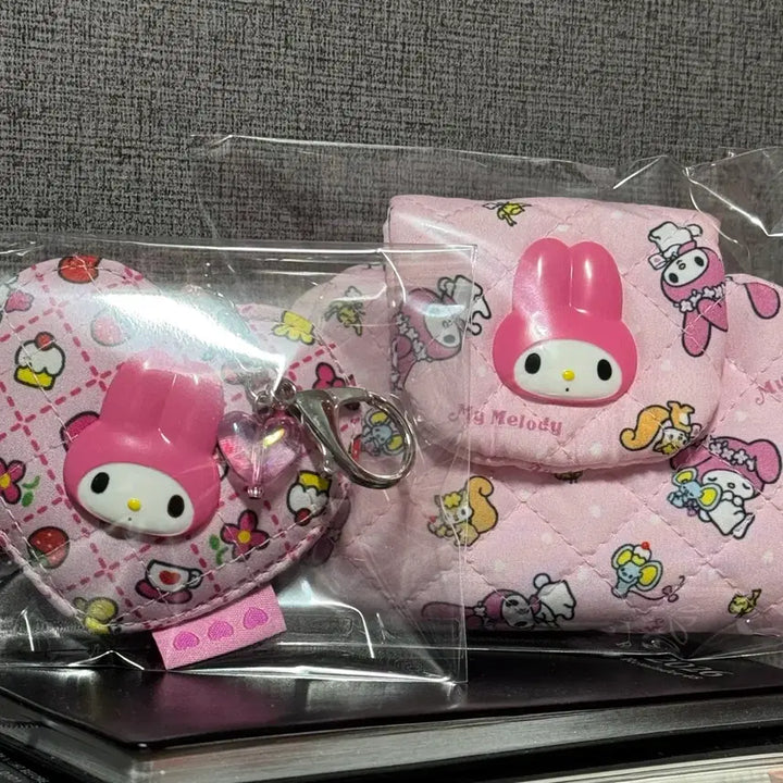[BUNJANG] Sanrio My Melody Quilted Wallet + Mirror Set / 산리오 모두의 퀼트 마이멜로디 지갑+거울