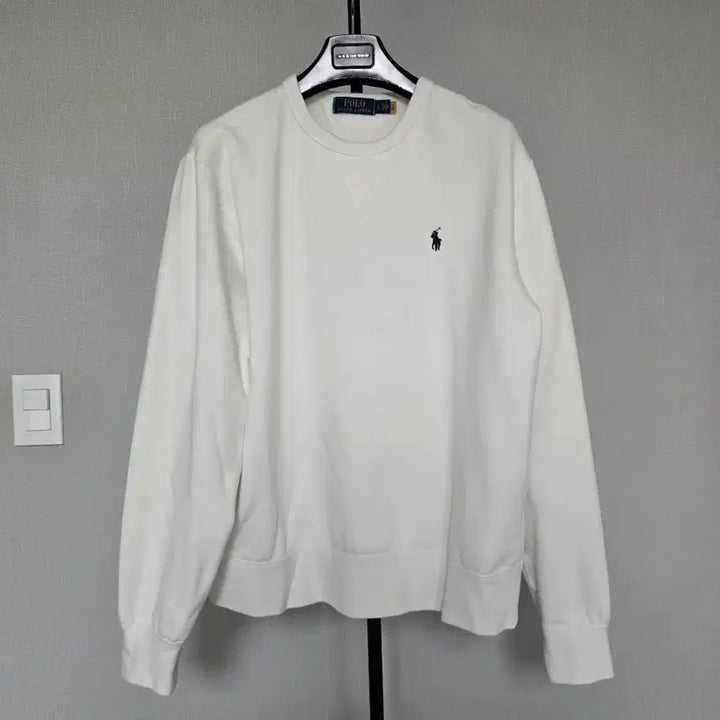 [BUNJANG] Polo Ralph Lauren White Crewneck Sweatshirt L (105) / 신형 폴로 L 105 기모안감 맨투맨 티셔츠 M-긴팔-642