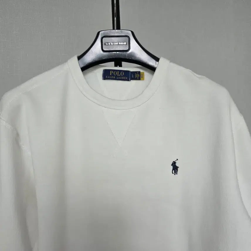 [BUNJANG] Polo Ralph Lauren White Crewneck Sweatshirt L (105) / 신형 폴로 L 105 기모안감 맨투맨 티셔츠 M-긴팔-642