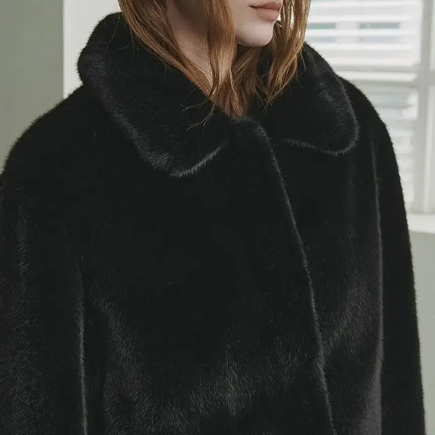 [BUNJANG] Faux Mink Fur Jacket Black (New) / 페이크 밍크퍼 자켓 블랙(새상품)