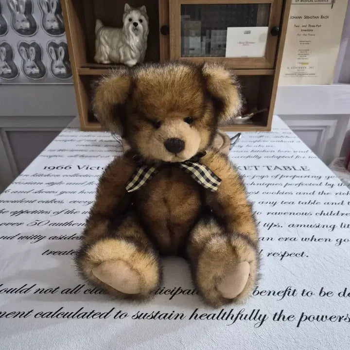 [BUNJANG] Russ Brown Check Ribbon Bear Plush / 러스 브라운 체크 리본 곰인형