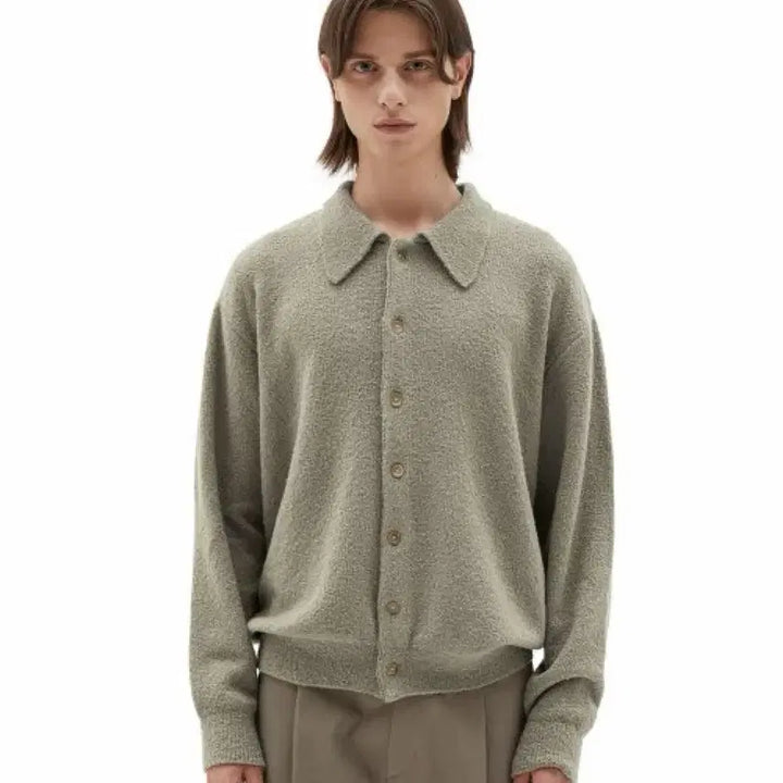 [BUNJANG] Brownyard Collar Cardigan Olive 4 Size / 브라운야드 카라 가디건 올리브 4사이즈