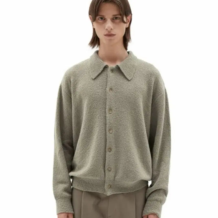 [BUNJANG] Brownyard Collar Cardigan Olive 4 Size / 브라운야드 카라 가디건 올리브 4사이즈