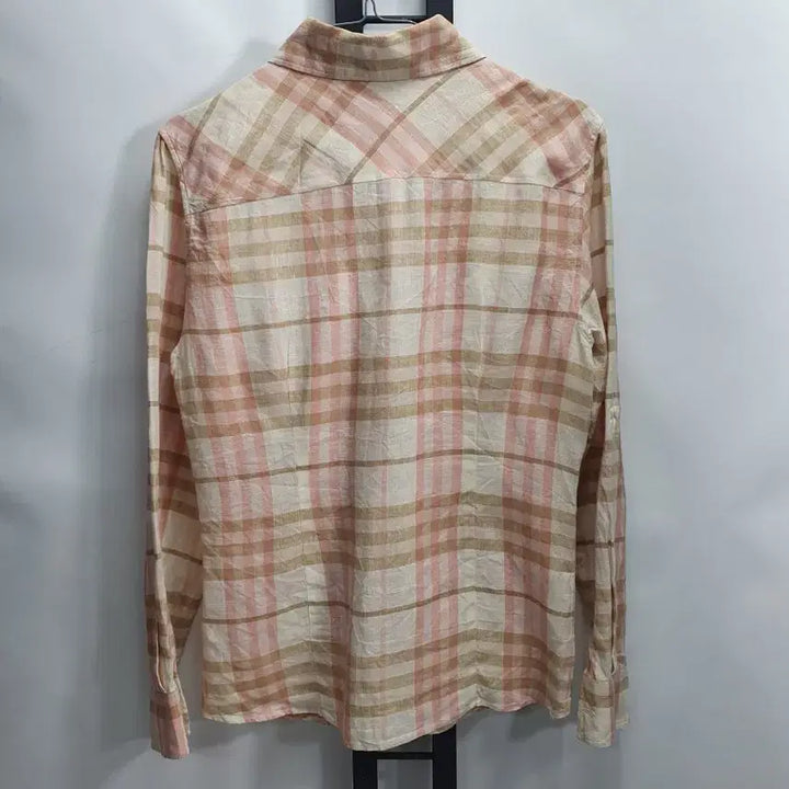 [BUNJANG] Burberry Linen Shirt Long Sleeve Pink Check M / 버버리 린넨 셔츠 긴팔 남방 핑크 체크 m