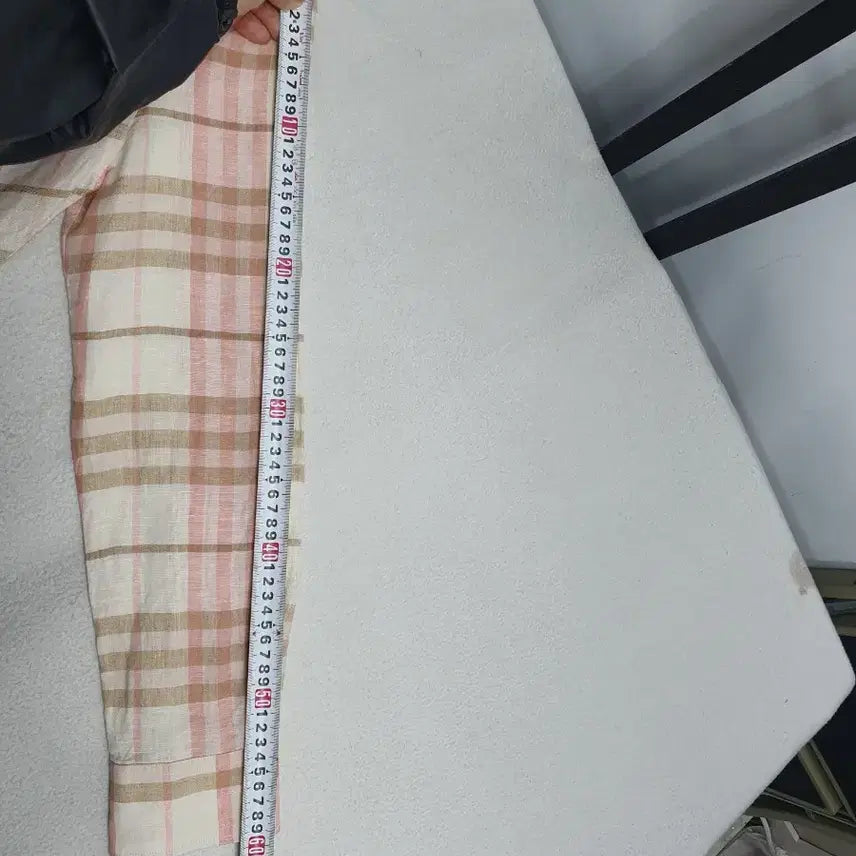 [BUNJANG] Burberry Linen Shirt Long Sleeve Pink Check M / 버버리 린넨 셔츠 긴팔 남방 핑크 체크 m